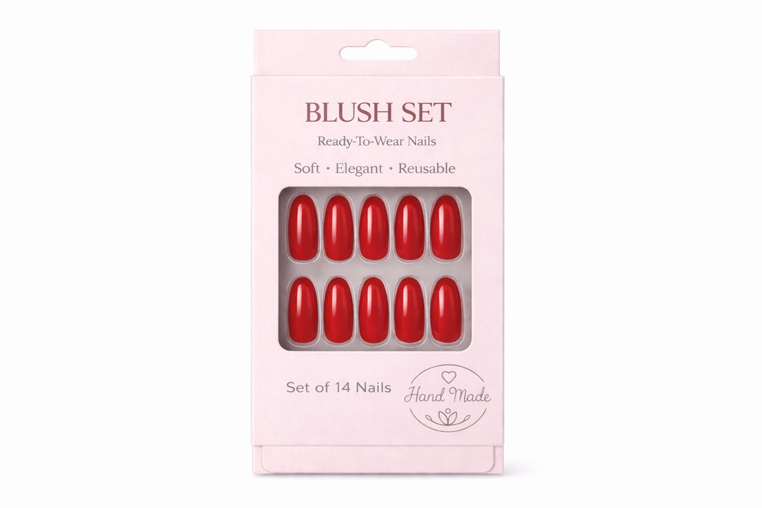 BLUSH SET Press-On Nails – Handmade Reusable Set